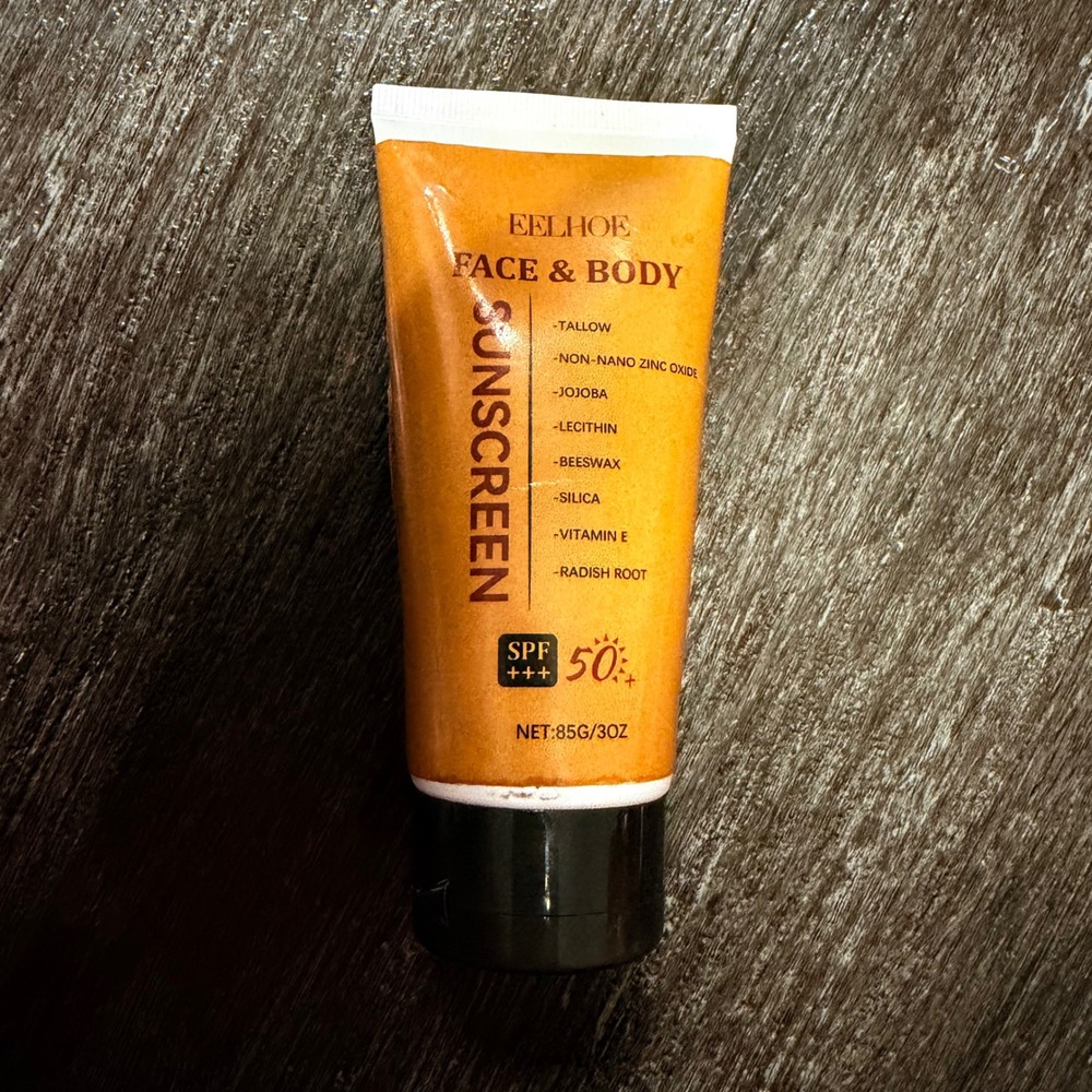 EELHOE Sunscreen Face Body Unisex 3oz Orange SPF 50 Tallow Jojoba Zinc Oxide